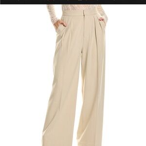 Sophie Rue Cream Pleated Wide-Leg Trousers
